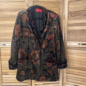 Emanuel Ungaro Vintage Velvet Floral Embroidered Blazer